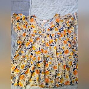 Hailey & Co. Floral Ruffle Sleeve Shirt. Size 3XL